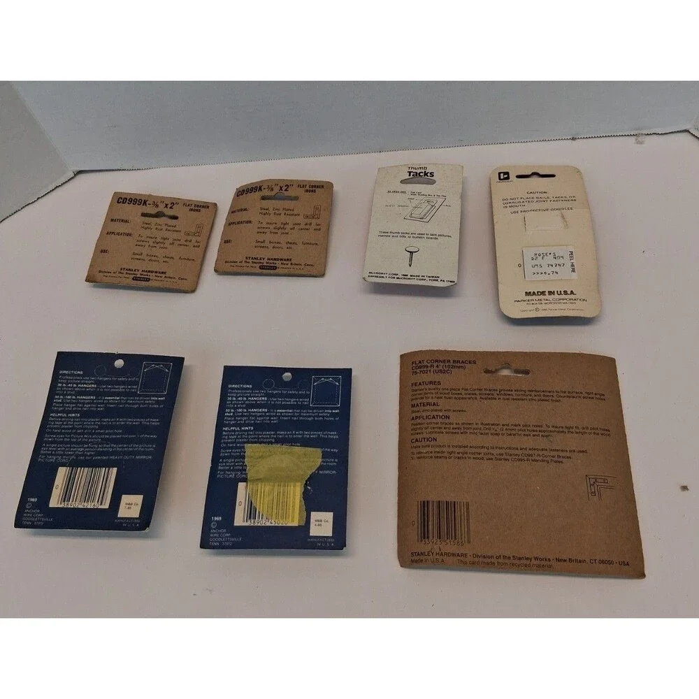 VTG Hardware Lot Stanley Anchor Picture Hangers Tacks Upholstery Nails USA, NOS